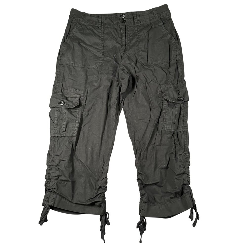 Alpine Design Womens 10 Black Cropped Capri Cargo Pants Flat Front Pockets